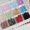 12Grids/Box Mixed Resin Bowknot Tie Ballet Ribbon Nail Charms 3D Colorful Kawaii Rhinestone Nail Art Decorations DIY Manicure