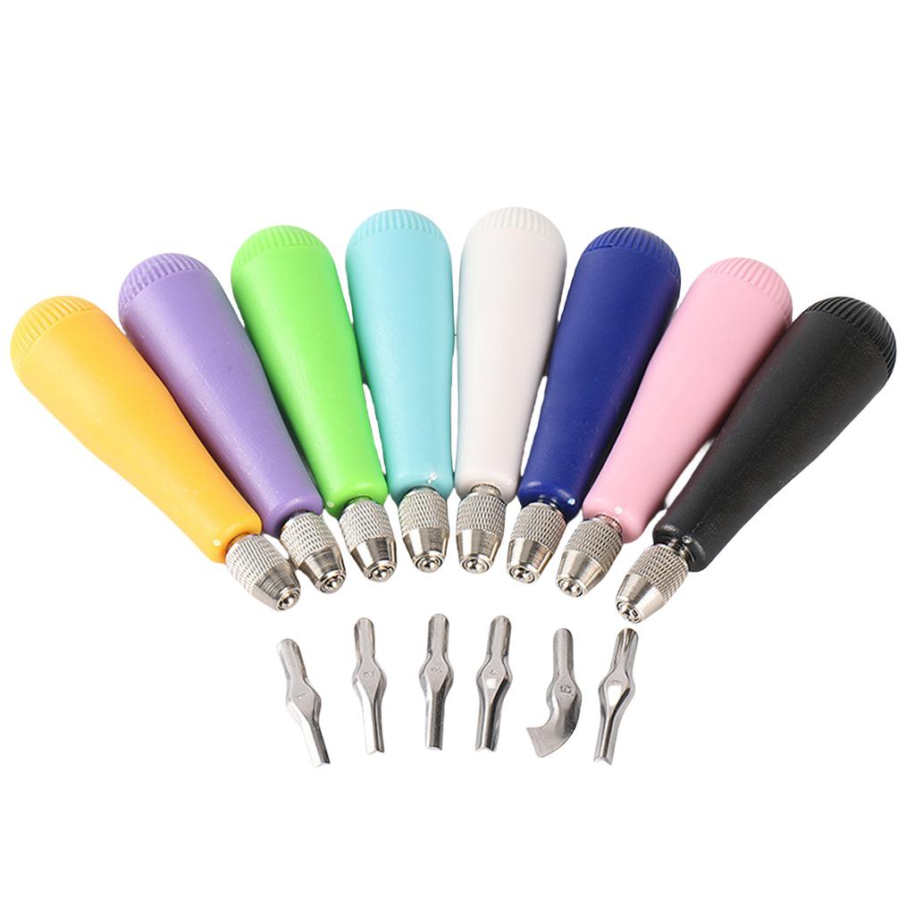 Craft Linoleum Cutter with 6 Size Cutting Head Assorted Lino Cutter Carving Tool For Block Printing And Craft Project