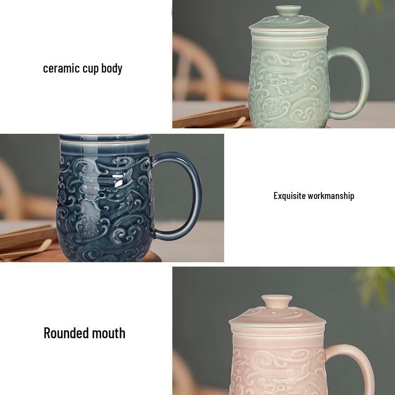 Acera Auspicious Dragon Living Ceramic Tea Separation Mug