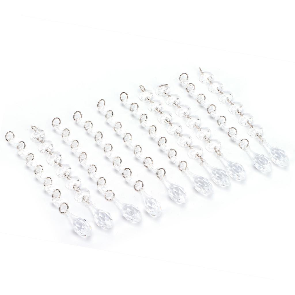 10Pcs Acrylic Teardrop Pendant Garland Hanging Beads Lighting Transparent Decorative Beads for