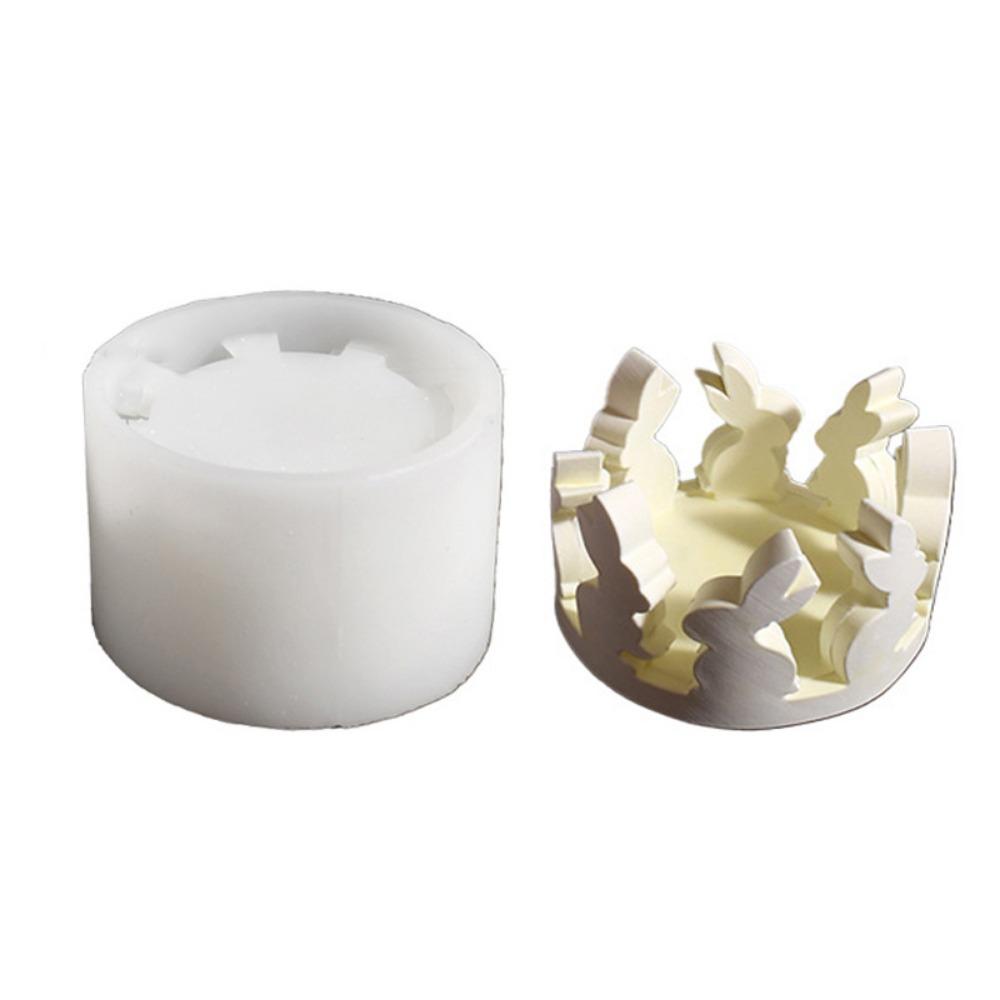 Cute Bunny House Candlestick Silicone Mold House Shape Bunny Candlestick Mould  House Ornament