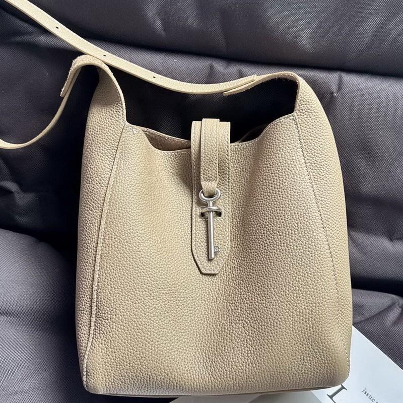 

New top layer cowhide leather bucket bag tote cabbage basket one-shoulder crossbody handbag bag for women 22cm*8cm*24cm