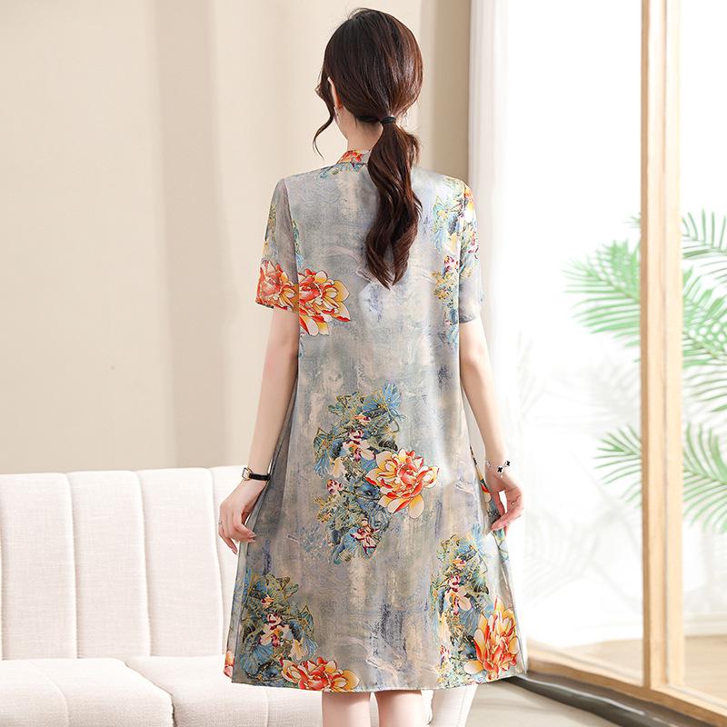 Summer Fashion Cheongsam Dress for Middle-Aged and Elderly Women