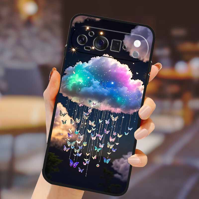 For Google Pixel 10 Pro XL Cover Silicone TPU Phone Case for Pixel10 Pro XL Flowers Gift Para Black Back Soft Protective Capas