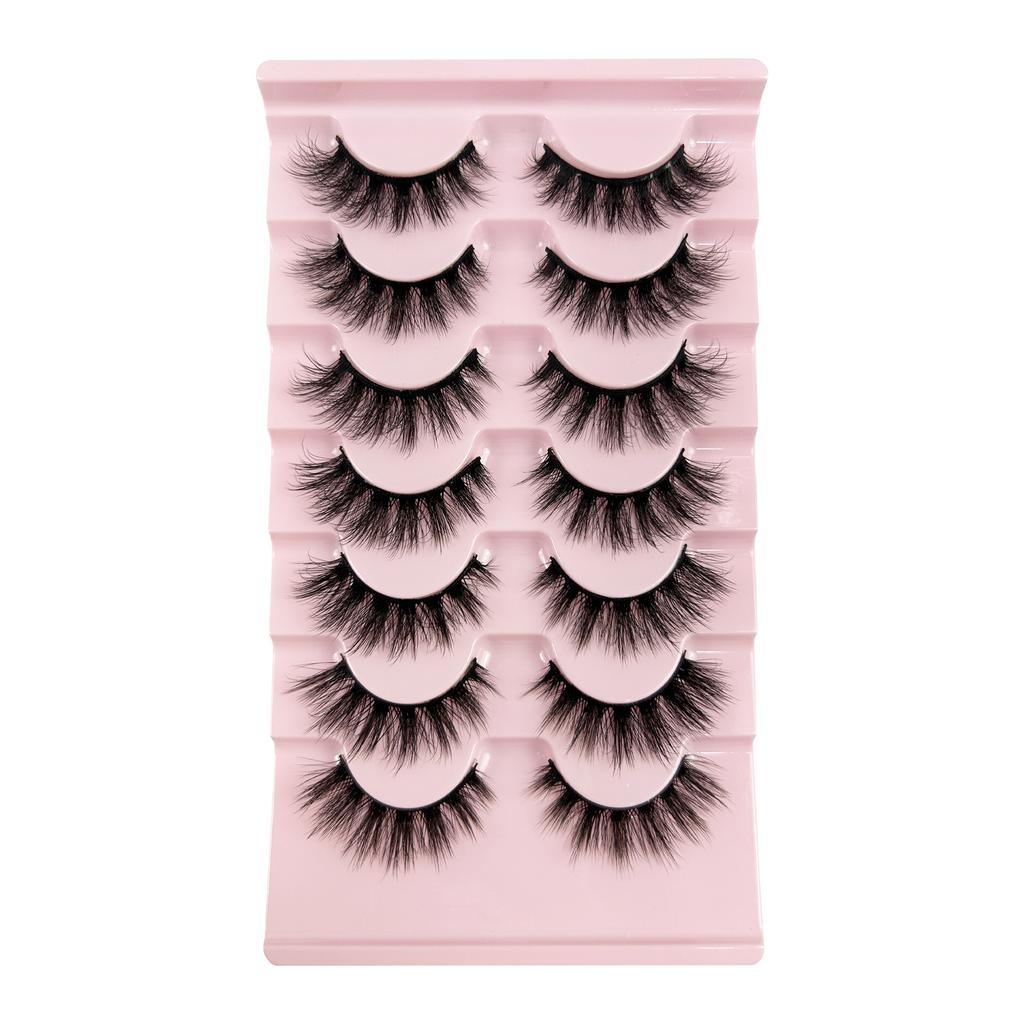Oblique flying fox false eyelashes 7 pairs, European and American tail extension eyelashes one piece whole pair