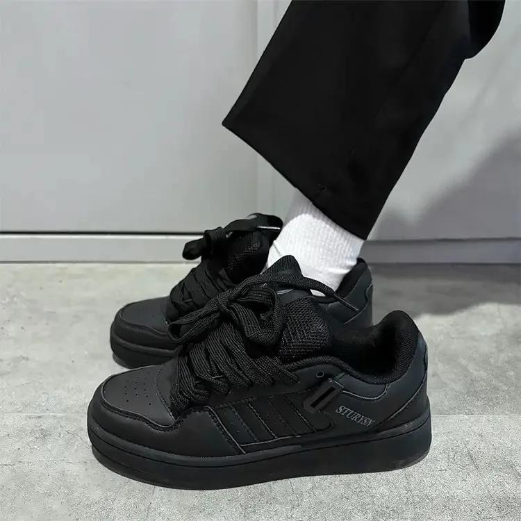 Couple's Sneakers High Quality Leather Casual Shoes Fashion Street Skateboard Shoes Unisex Sport Running Shoes Tennis Footwear