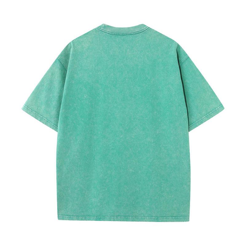 SX-77 MINISO 2026 Été Lavage Vintage Imprimé Coton Pur Style Épaule Hommes et Femmes Col Rond Manches Courtes T-shirt Couple