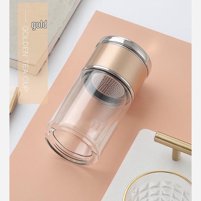 TLAKEHO Portable Double-Layer Glass Tea Infuser Cup