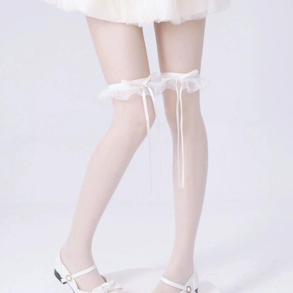 Summer Thin Thigh Slim Sweet Long Milk White Stockings Soft Sister Lace Cute Bow Knee Socks