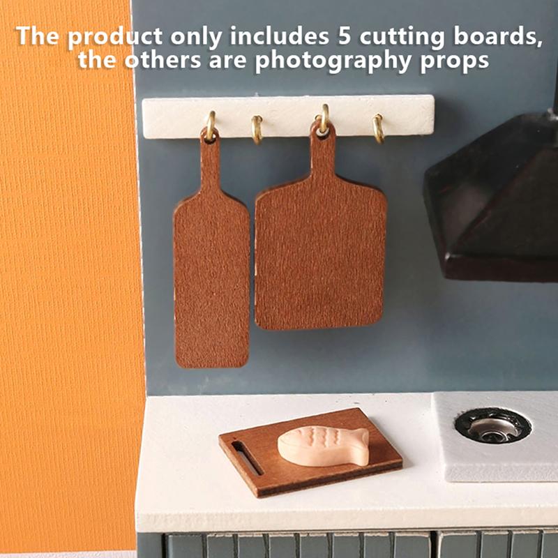 5Pcs/Set 1:12 Dollhouse Miniature Chopping Board Simulation Cutting Board Bread Dessert Board Model Kitchen Decor Toy Doll House Accessories