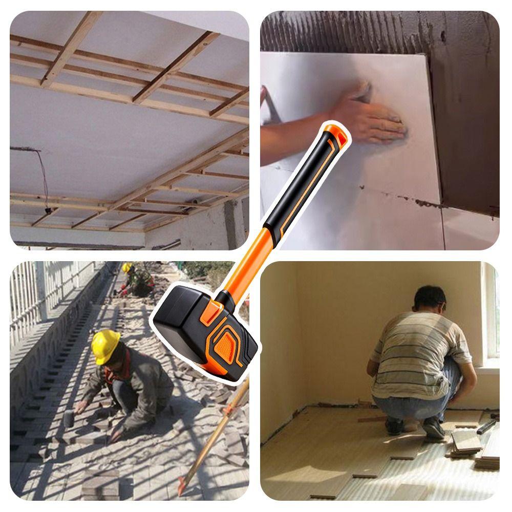 Multifunctional Tile Hammer Soft Rubber Head Soft Percussion Hammer  For Construction Workers