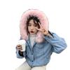 Abrigo corto de mezclilla cálido para mujer, chaqueta con cuello, prendas de vestir con capucha de invierno delgadas, abrigos