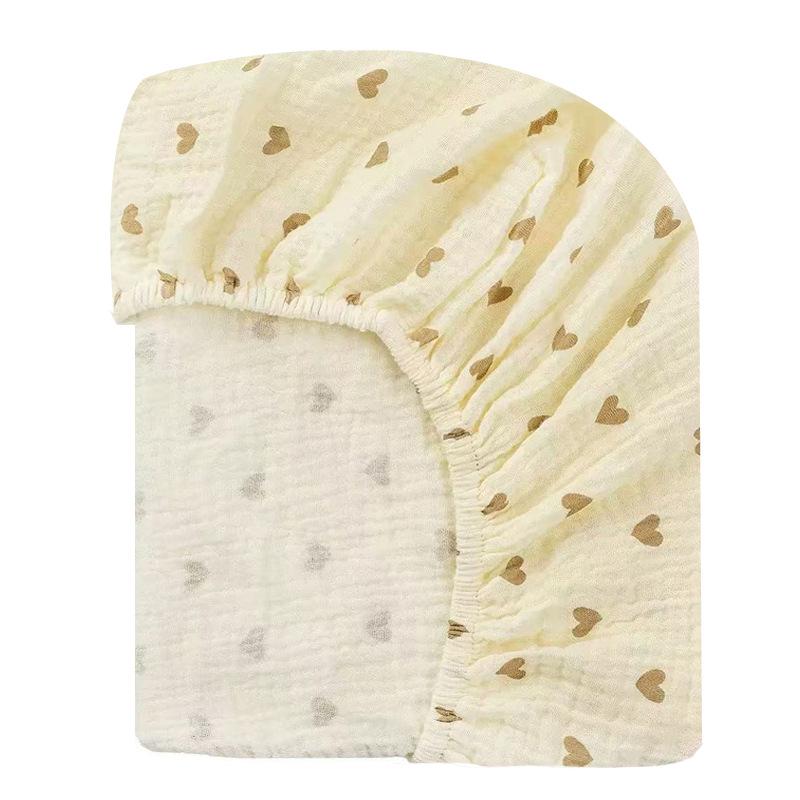 Baby Pure Cotton Double Layer Gauze Crinkle Fitted Sheet Bed Cover