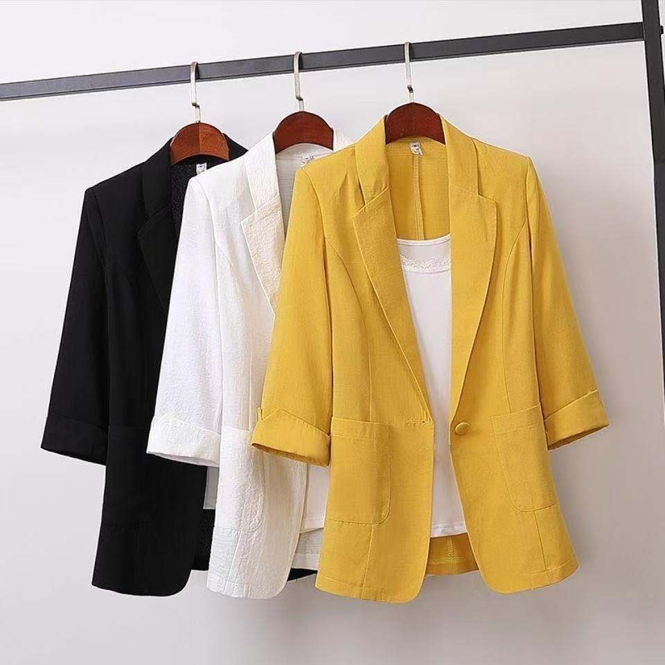 Thin Cotton and Linen Suit for Women In Spring and Summer, British Style Casual Fashion, Cotton and Linen Mini Suit, Plus Size Blazer
