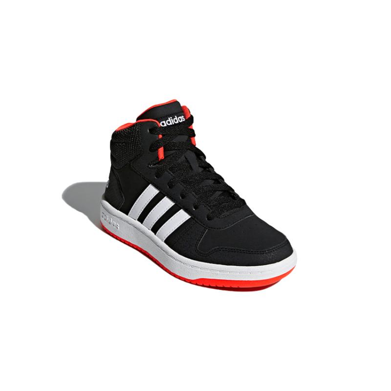 adidas Hoops 2.0 Mid Black Hi-Res Red Kids Sneakers B75743