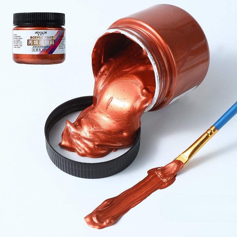100ML Perłowa Farba Akrylowa Złoty i Srebrny Metaliczny Kolor DIY Papier Kamień Drewno Wodoodporny Pigment do Malowania