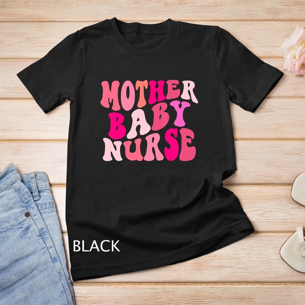 Retro Groovy Mother Baby Nurse Squad Happy Valentines Day T-Shirt Unisex T-shirt