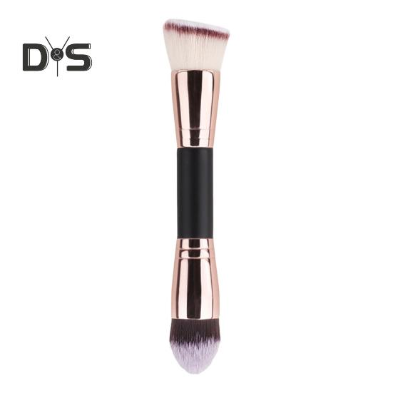 Doppelköpfiger Make-up-Pinsel, professionell, schräg, flache Oberseite, synthetische Kabuki-Grundlage, loses Puder, Rouge, Lidschatten, Kontur, Concealer, Mischkosmetik