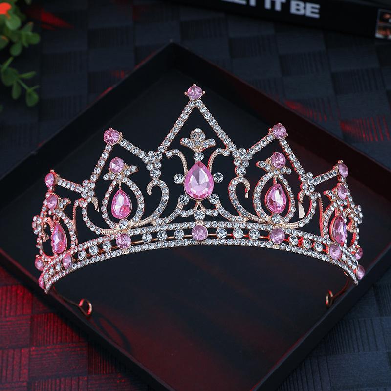 European Style Wedding New Style Tiara Inlaid with Rhinestone Crystal Bridal Round Alloy Inlaid Diamond Crown Baroque