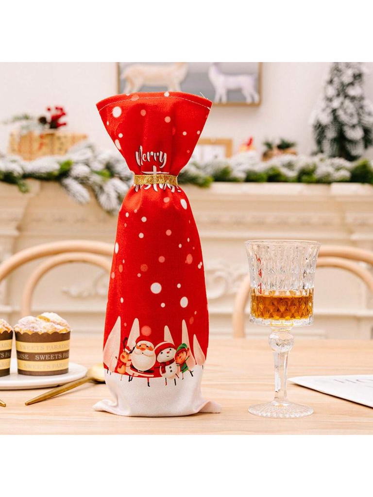 Christmas Elderly Red Wine Bottle Set Holiday Table Decoration for Restaurant Printed Wine Set