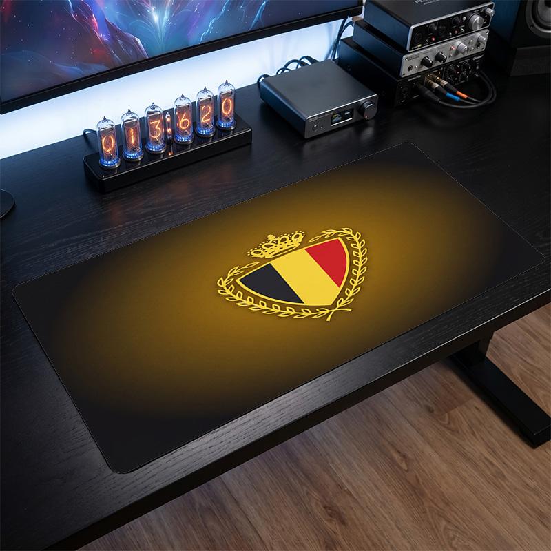 Belgium Football Crest Mouse Pad, Extended Non Slip Rubber Desk Mat for Gaming Office Laptop Fan Gift