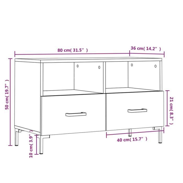 VidaXL Meuble TV Sonoma gris 80x36x50 cm Bois d'ingénierie 828978
