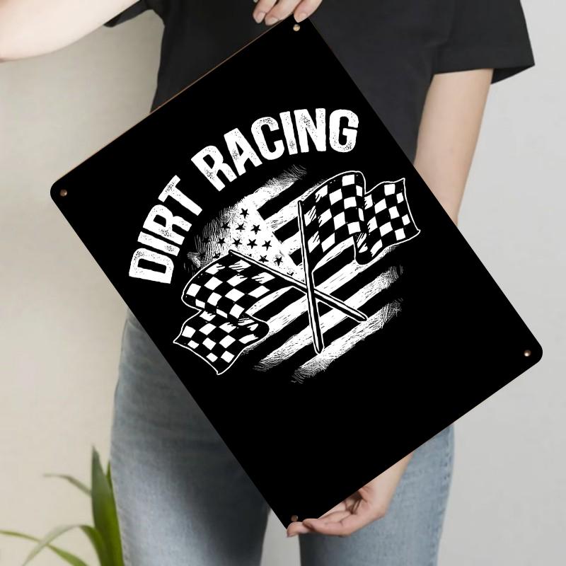 

American Flag Racing Checkered Flag Custom Metal Tin Sign Home Wall Decor Craft Gift 20x30cm（7.8x11.8inch）