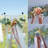 Chair Back Flower Reusable Artificial Rose Decoration for Outdoor Wedding Celebration Party Photography Pinkish
