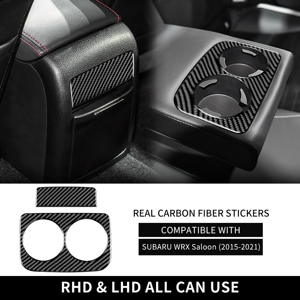 Carbon Fiber Style Interior Sticker for Subaru WRX Saloon 2015-2021 Rear Armrest Water Cup Holder Black Carbon чёрный