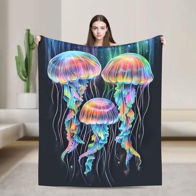 Jellyfish Print Blanket - Soft Washable All-Season Ocean Lover Throw