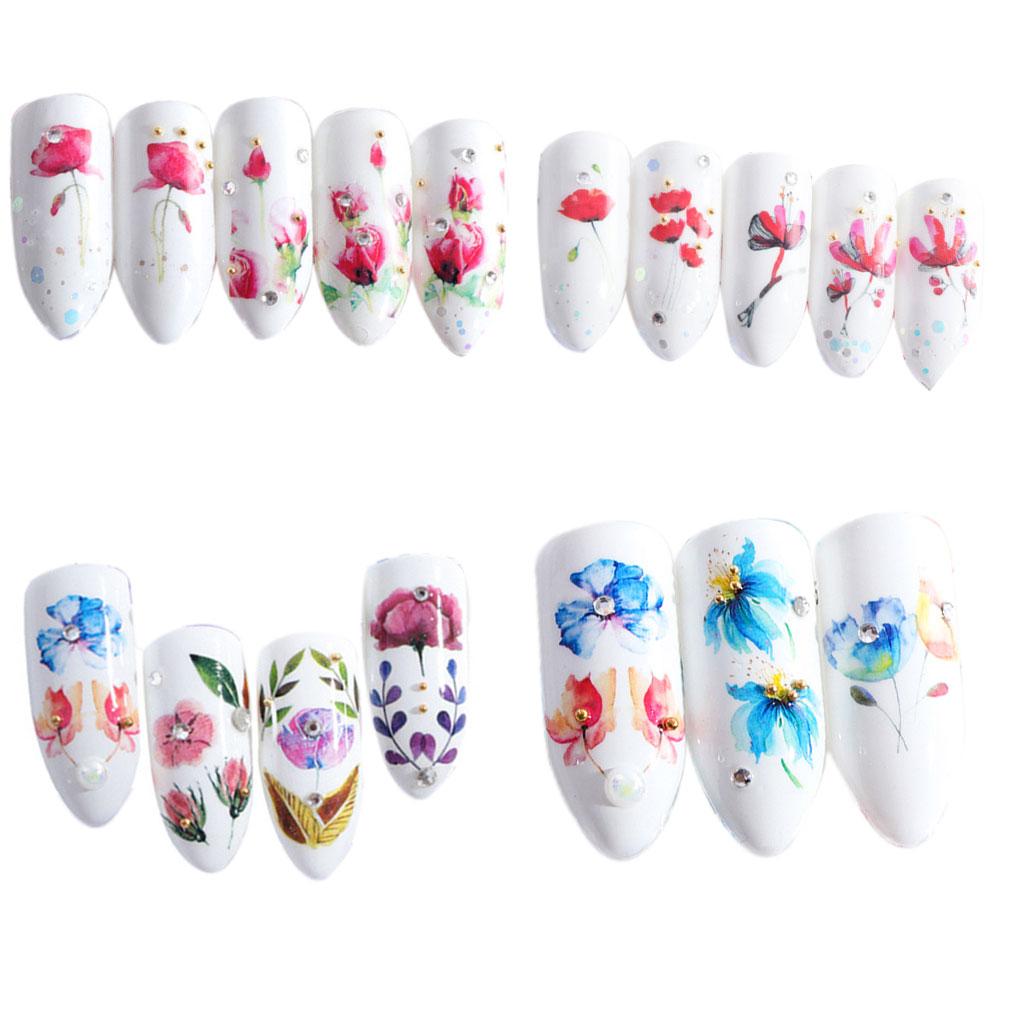 

Маникюрная наклейка-водный знак Цветок Женские обертки Наклейки Татуировки Женщины Девушки DIY Декаль Инструмент