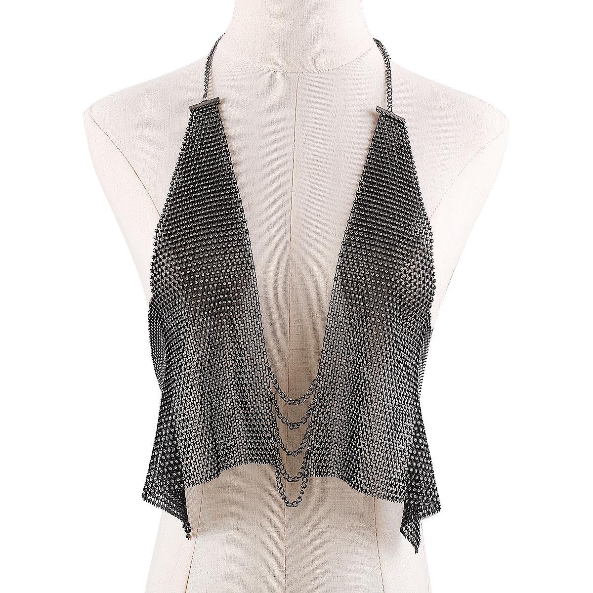 

Темпераментная цепочка для тела с открытой спиной, полностью украшенная бриллиантами, сексуальное полое модное украшение для груди для горячей девушки в ночном клубе