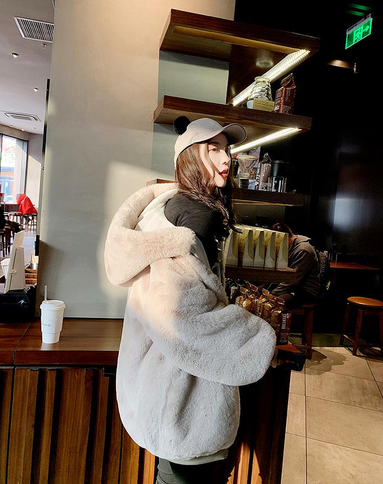Winter Thick Warm Faux Fur Coat Women Hooded Long Sleeve Faux Fur Jacket Luxury Winter Fur Coats
