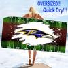 Baltimore Ravens Print Beach Towel, Large Soft Quick Dry Towel for Beach Camping Swimming
