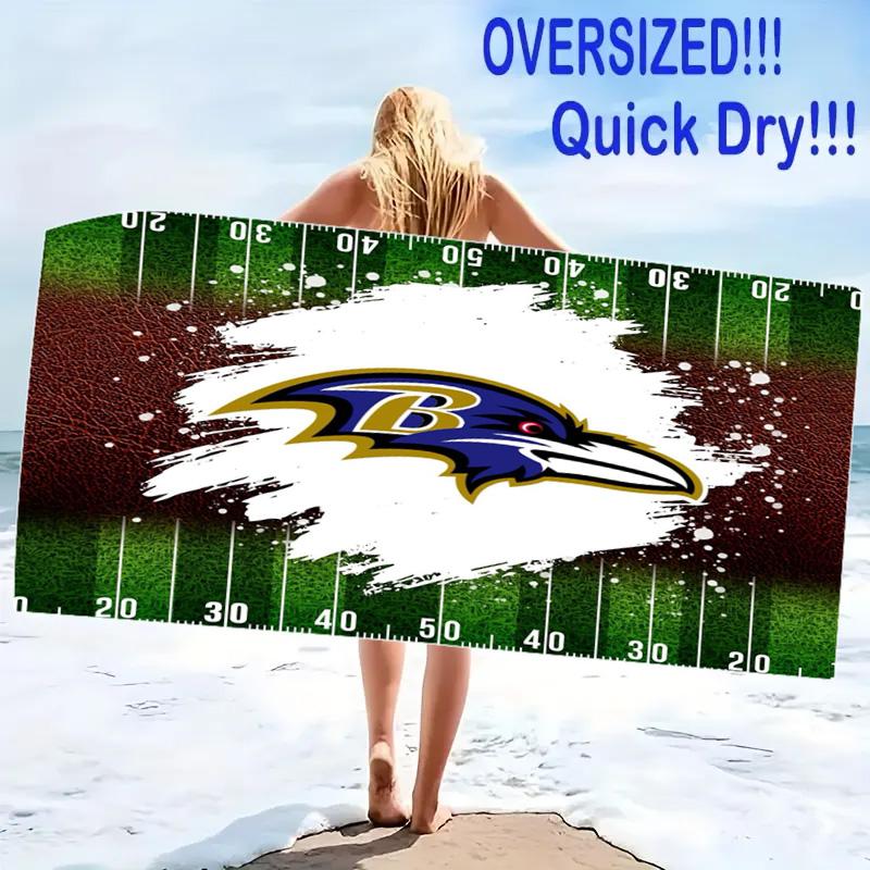 Baltimore Ravens Print Beach Towel, Large Soft Quick Dry Towel for Beach Camping Swimming
