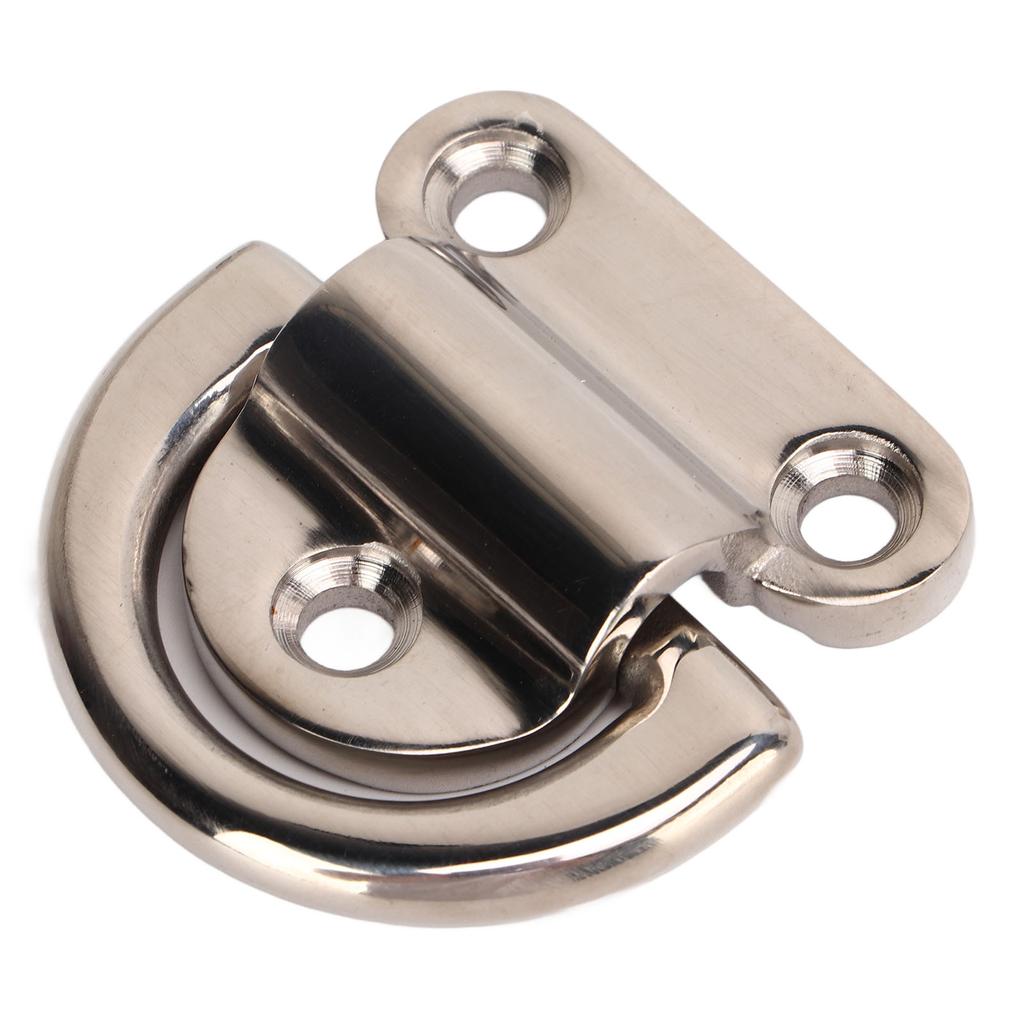 4 Sets Stainless Steel Folding Pad Eye Polishing Rustproof D Rings Deck Folding Pad Eye for Marine Yacht