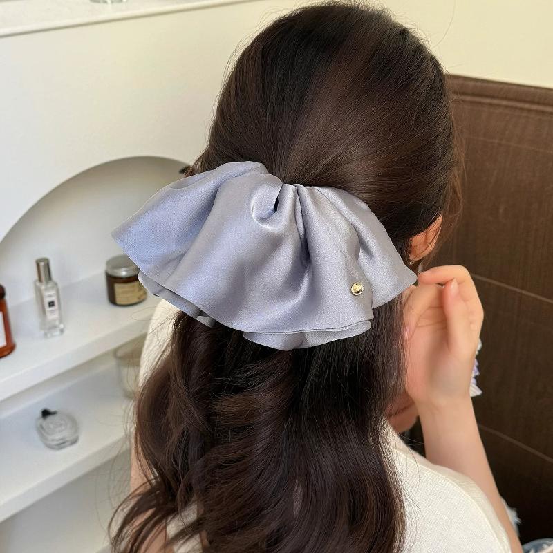 Satin Bow Claw Clip For Women Pure Color Butterfly Hair Clip Low Bun Clip Ethereal Hair Accessories Sweet Cute Ponytail Holder