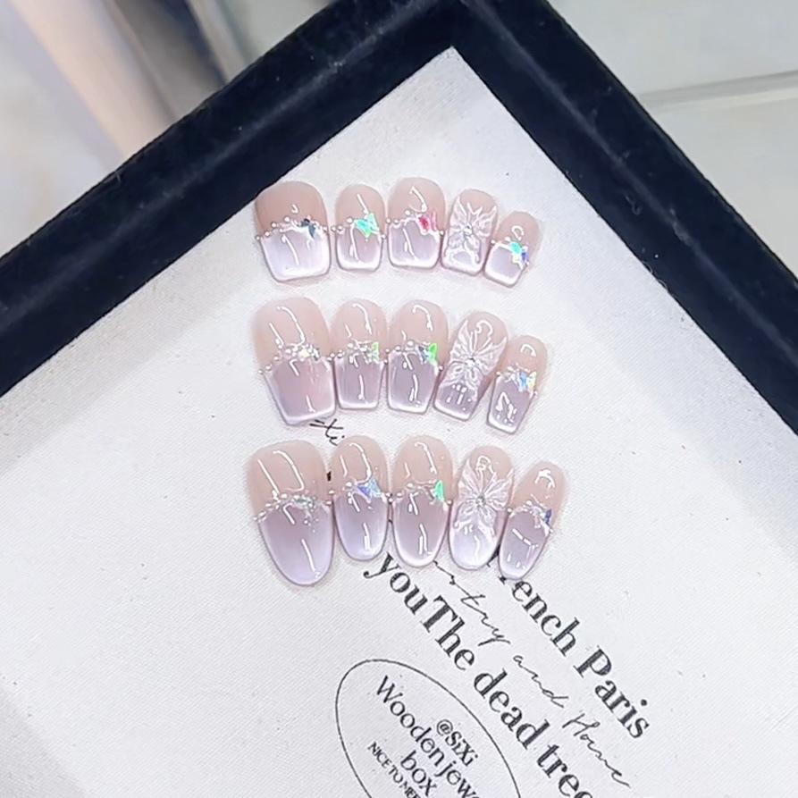 

Ручная работа Броня Фея Путешествие Страна Грез Градиент Кошачий глаз Мигающая Бабочка Фея Чистый Патч для Нейл-арта large L