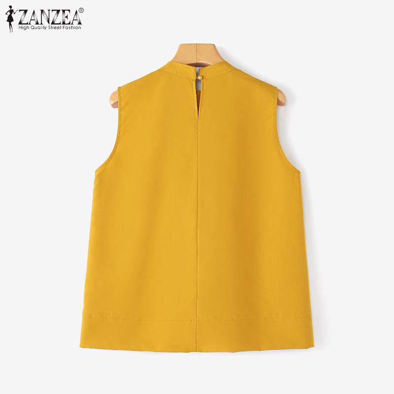 ZANZEA Womens Summer Round Neck Loose Sleeveless Tank Tops