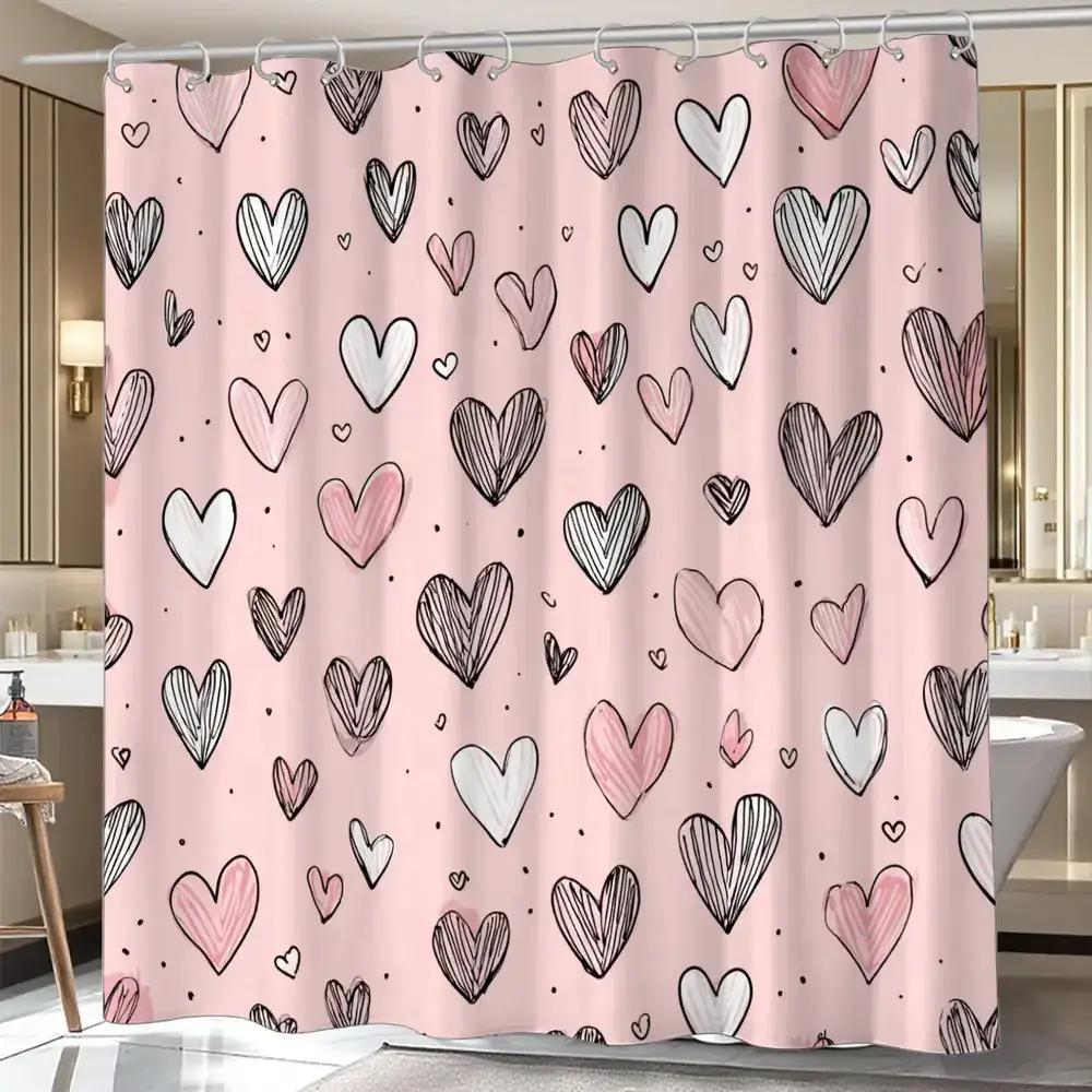 

A Bathroom Shower Curtain, Perfect For Celebrating Wedding Anniversaries And Valentine S Day, Includes 12 Hooks, Measuring 180 W60H190(CM)-1 Pcs