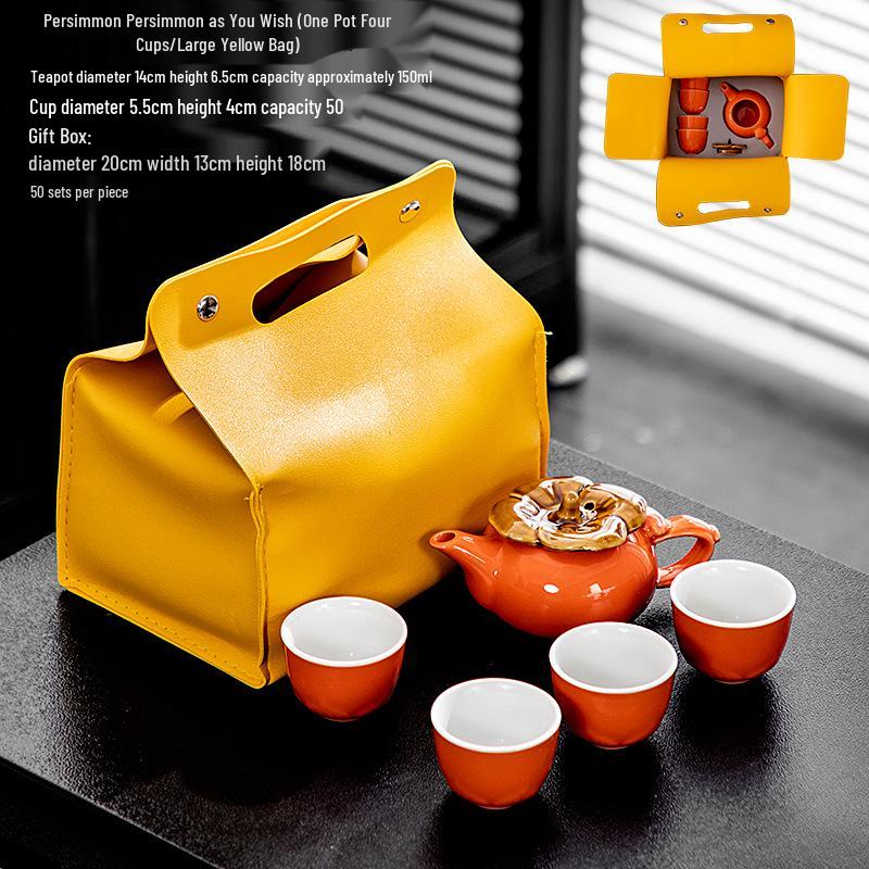 Persimmon Kung Fu Tea Set - Ideal Wedding, Birthday, or Event Gift; Custom Logo Available