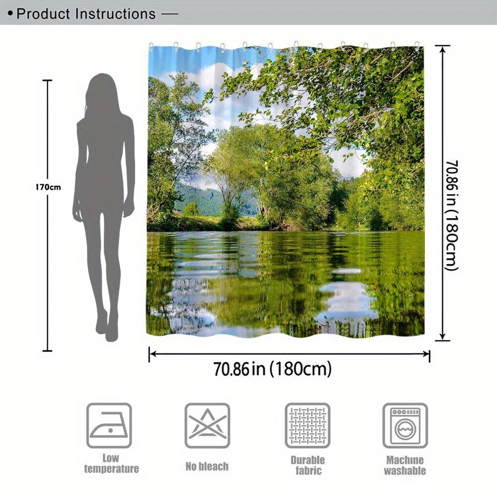Shower Curtain: Serene Forest Lake Reflection for a Calming and Nature-Inspired Bathroom Decor