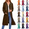 Fashionable Hooded Cardigan Jacket for Women Solid Color Loose Fit Zipper Long Sweatshirt