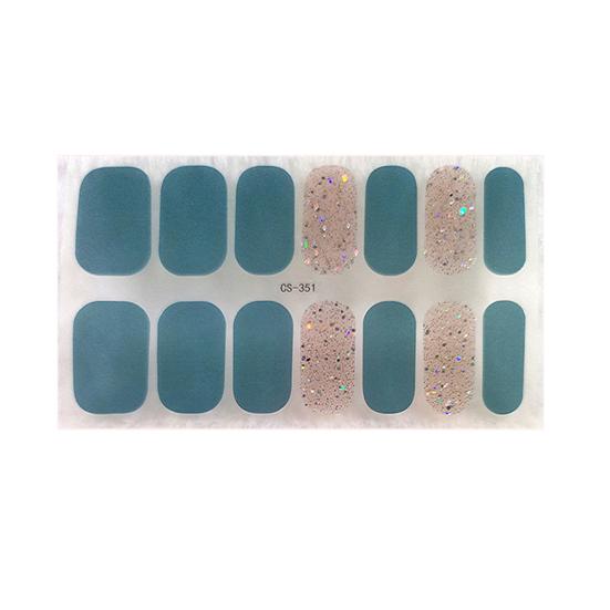 1 Sheet Gel Nail Strip UV Free Easy Apply Remove Self-adhesive Nail Sticker Long Lasting Waterproof Quality Glitter Solid Color Decorative Nail Wrap