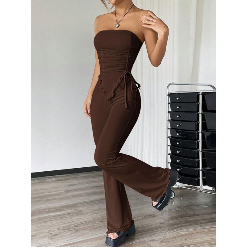 

Women S Sexy Street Fashion Outfit Spring/Summer New Strapless Top And Long Pants Two-Piece Set XL