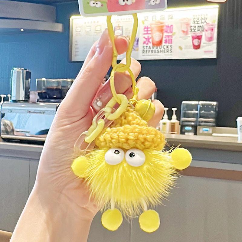 Cozy Cute And Mink Fur Cartoon Keychain Unique And Playful Key Ring For Women