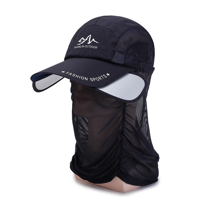 Detachable Neck Protector Sunscreen Baseball Cap with Telescopic Brim for Men & Women