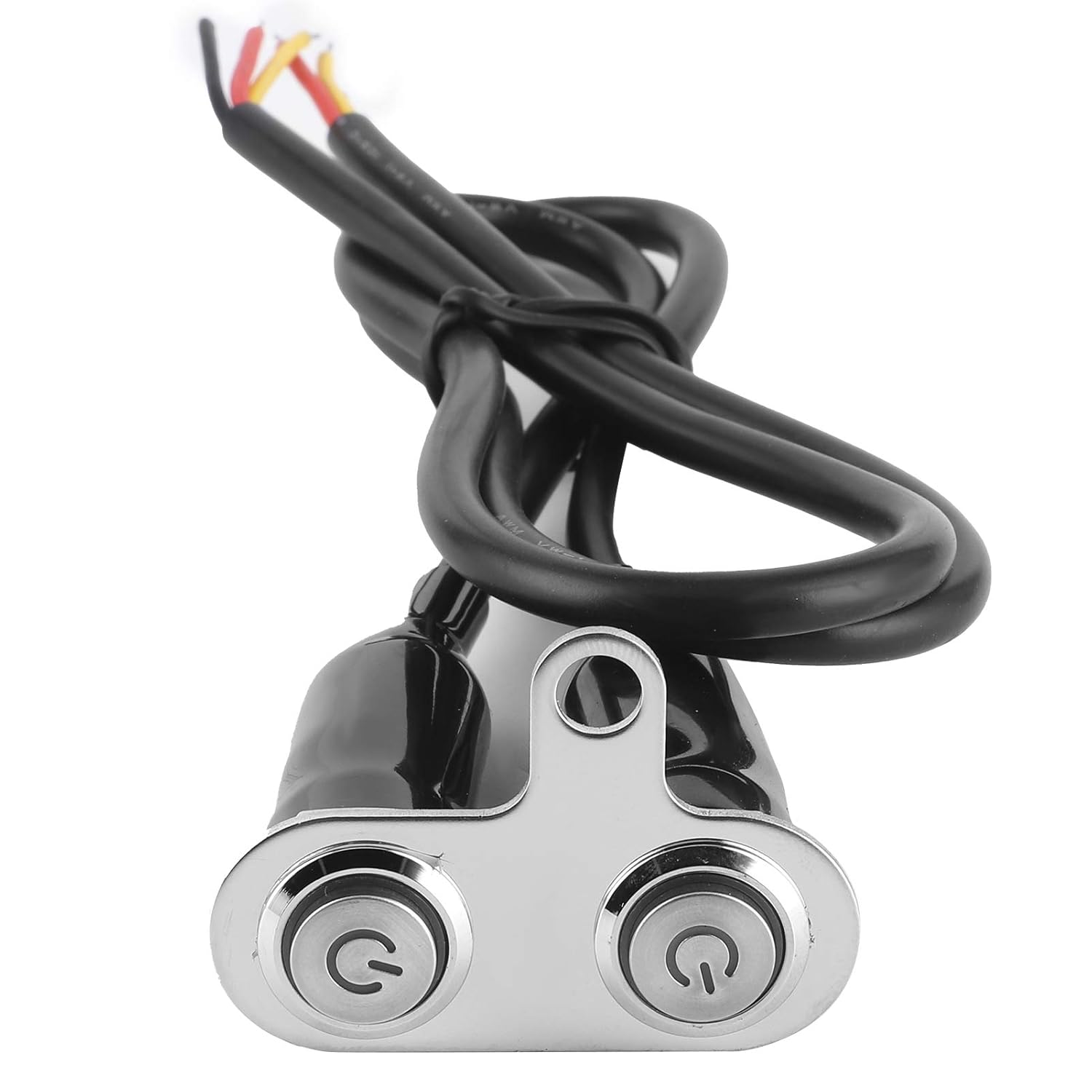 Motorcycle Handlebar Switch 12V Stainless Steel Motorcycle Handlebar Fog Light Switch Button LED Modification Bracket Control Push Button(Three Two switches