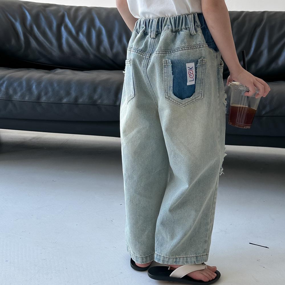 

Unisex Big Kids Summer Ripped Jeans - Children s Pants 130 cm синій