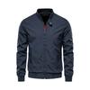 Men's Black Waterproof Bomber Jacket Stand Collar Zipper Casual Outerwear